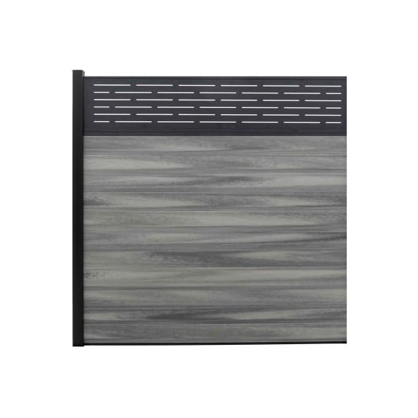 Jewett Cameron Companies Lattice Top 6'W x 6'H Oxford Grey Aluminum/Composite Horizontal Fence-Adder Section-IN GROUND EF LG1206 - main